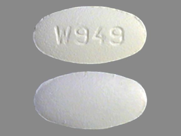Pill W949 White Elliptical/Oval is Clarithromycin