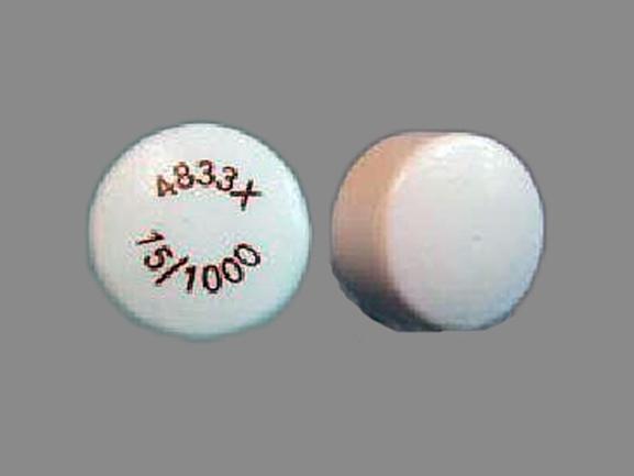 Pill 4833X 15/1000 White Round is Actoplus Met XR