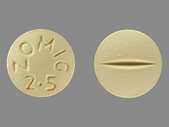 Pill ZOMIG 2.5 Yellow Round is Zomig