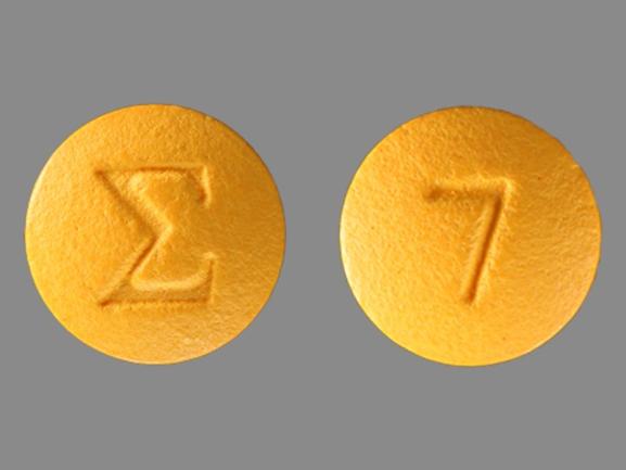 Pill E 7 Yellow Round is Protriptyline Hydrochloride