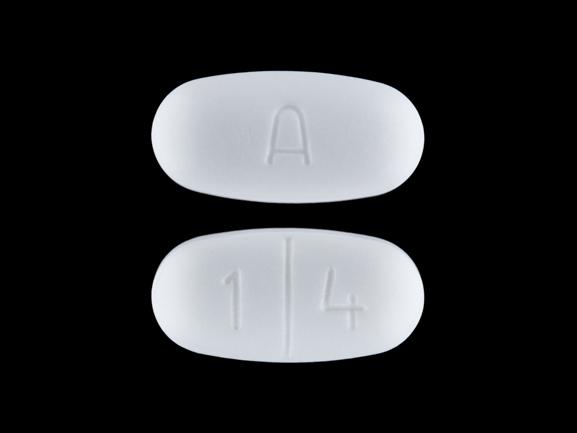 Pill A 1 4 White Elliptical/Oval is Metformin Hydrochloride
