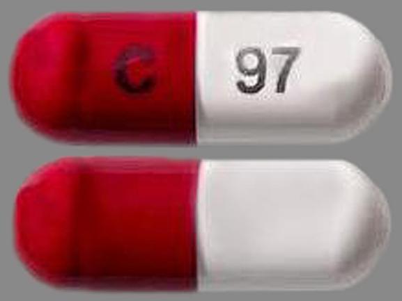 Pill C 97 Maroon Capsule-shape is Cefadroxil Monohydate