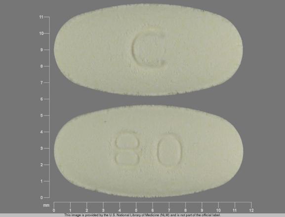 Pill C 80 Yellow Oval is Meloxicam