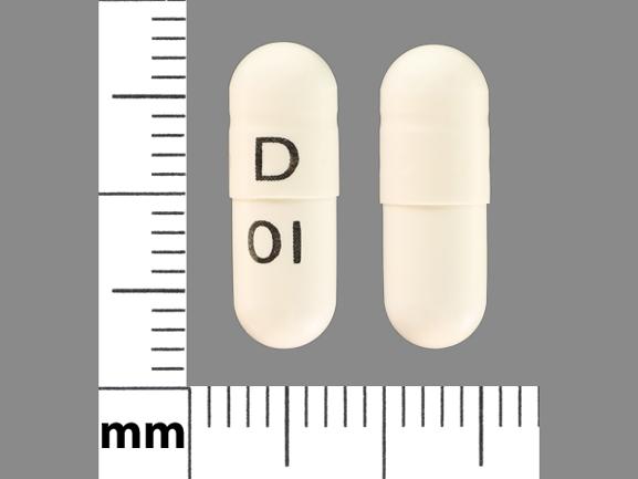 Pill D 01 White Capsule/Oblong is Zidovudine