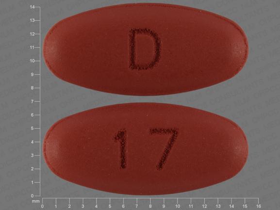 Pill D 17 Brown Oval is Quinapril Hydrochloride