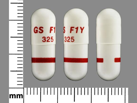 Pill GS F1Y 325 Red & White Capsule-shape is Propafenone Hydrochloride Extended Release