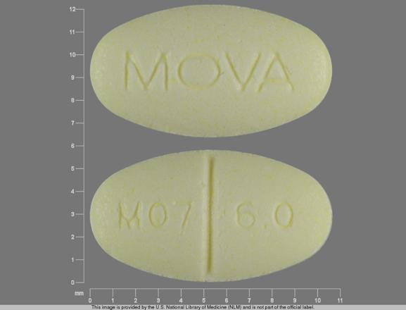 Pill MOVA M07 6.5 Yellow Oval is Glyburide (Micronized)