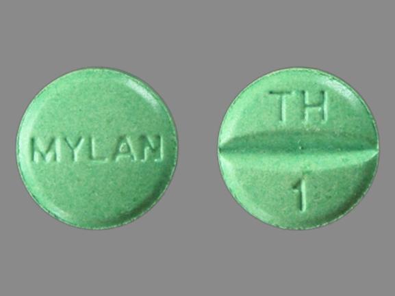 Pill TH 1 MYLAN Green Round is Hydrochlorothiazide and Triamterene