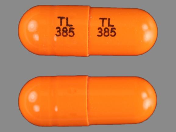 Pill TL 385 TL 385 Orange Capsule/Oblong is Terazosin Hydrochloride