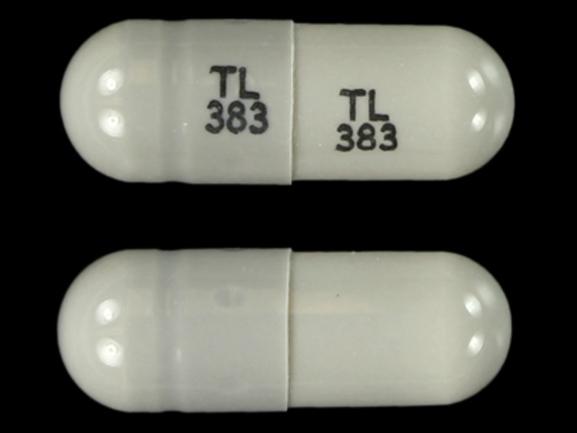 Pill TL 383 TL 383 Gray Capsule/Oblong is Terazosin Hydrochloride