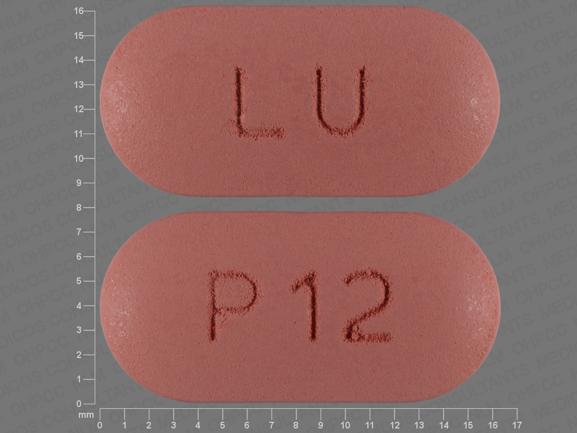 Pill LU P12 Brown Capsule/Oblong is Hydrochlorothiazide and Valsartan