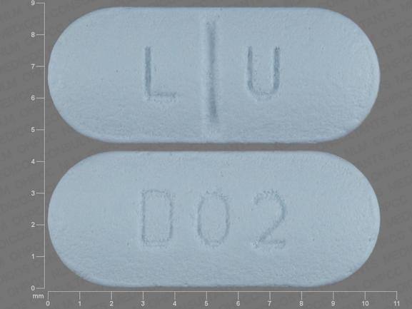 Pill L U D02 Blue Elliptical/Oval is Sertraline Hydrochloride.