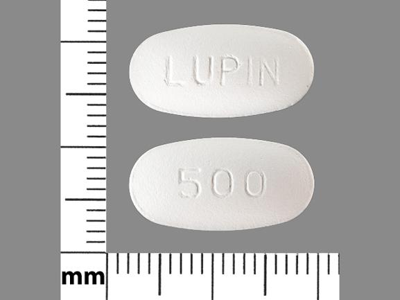 Pill LUPIN 500 White Elliptical/Oval is Cefprozil
