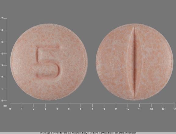 Pill 5 Pink Round is Lisinopril