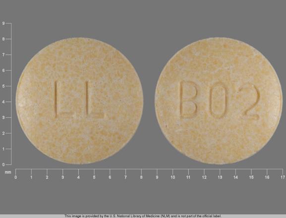 Hydrochlorothiazide and lisinopril 12.5 mg / 20 mg B02 LL