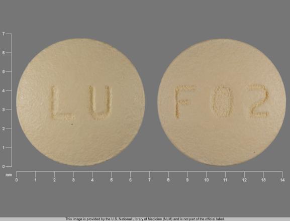 Pill LU F02 Yellow Round is Quinapril Hydrochloride