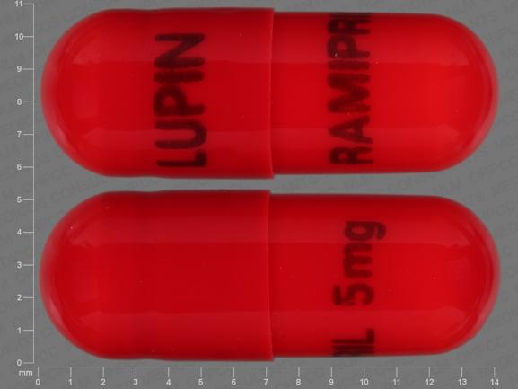 Pill LUPIN RAMIPRIL 5mg Red Capsule/Oblong is Ramipril