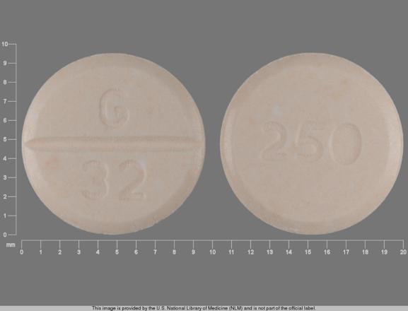 Pill G 32 250 Orange Round is Naproxen