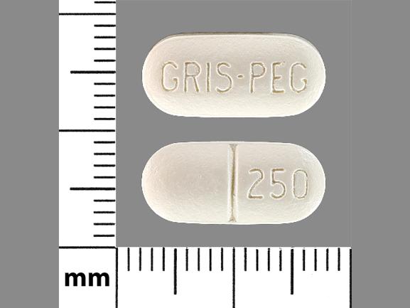 Pill GRIS-PEG 250 White Oval is Gris-PEG