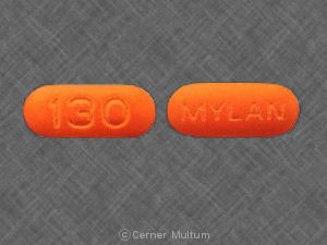 Pill 130 MYLAN Orange Elliptical/Oval is Acetaminophen and Propoxyphene Hydrochloride