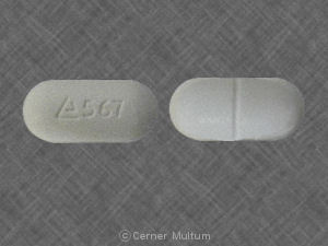 Pill Logo 567 White Elliptical/Oval is Acetaminophen and Hydrocodone Bitartrate