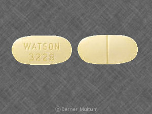 Pill WATSON 3228 Yellow Elliptical/Oval is Acetaminophen and Hydrocodone Bitartrate