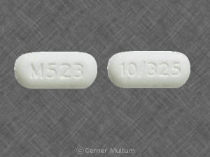 Acetaminophen and oxycodone hydrochloride 325 mg / 10 mg 10/325 M523