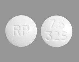 Pill RP 7.5 325 White Round is Acetaminophen and Oxycodone Hydrochloride
