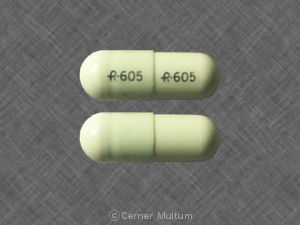 Pill R-605 R-605 Green Capsule/Oblong is Acyclovir