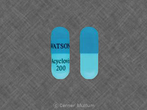 Pill WATSON Acyclovir 200 Blue Capsule-shape is Acyclovir