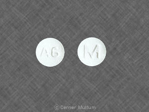 Pill AG M White Round is Alendronate Sodium