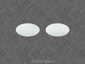 Pill APO ALE 70 White Oval is Alendronate Sodium