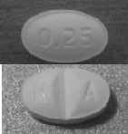 Alprazolam 0.25 mg N A 0.25