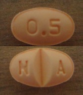 Pill N A 0.5 Orange Oval is Alprazolam