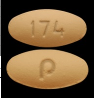 Pill P 174 Brown Oval is Amlodipine Besylate, Hydrochlorothiazide and Valsartan