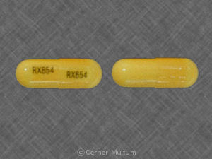 Pill RX654 RX654 Yellow Capsule-shape is Amoxicillin