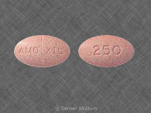 Pill AMOXIL 250 Pink Elliptical/Oval is Amoxil
