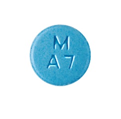 Pill M A7 Blue Round is Amphetamine and Dextroamphetamine