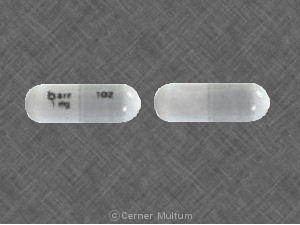 Pill barr 1 mg 102 Gray Capsule-shape is Anagrelide Hydrochloride