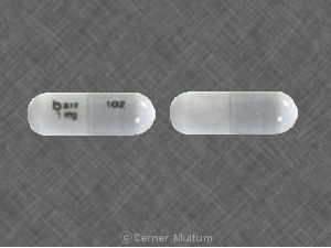 Pill barr 1 mg 102 Gray Capsule/Oblong is Anagrelide Hydrochloride