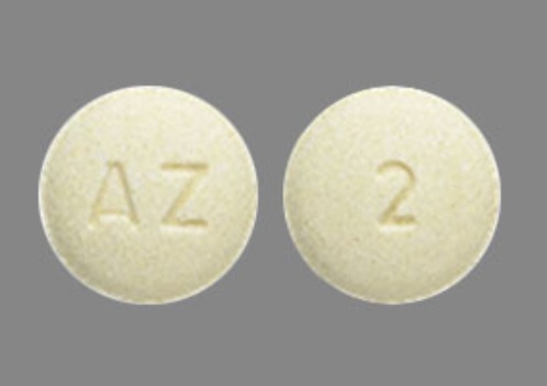 Pill AZ 2 Yellow Round is Aripiprazole