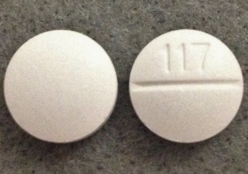 Pill 117 White Round is Aspirin and Oxycodone Hydrochloride