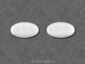 Pill APO AZ600 White Elliptical/Oval is Azithromycin Dihydrate