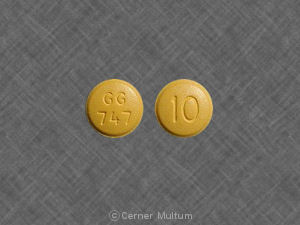Pill GG 747 10 Yellow Round is Benazepril Hydrochloride