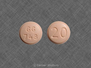 Pill GG 748 20 Pink Round is Benazepril Hydrochloride