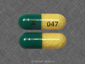 Pill A 047 Green & Yellow Capsule-shape is Bontril Slow Release