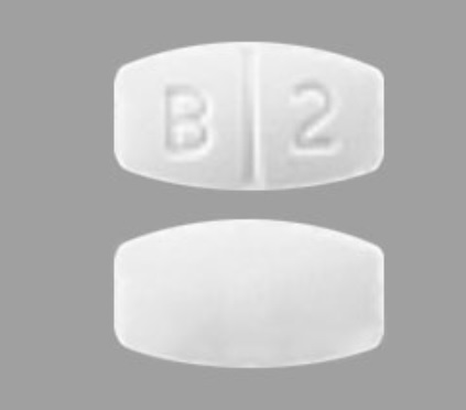 Pill B 2 White Elliptical/Oval is Buspirone Hydrochloride