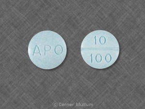 Pill APO 10 100 Blue Round is Carbidopa and Levodopa