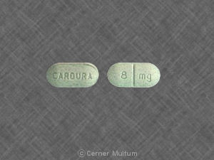 Pill CARDURA 8 mg Green Elliptical/Oval is Cardura