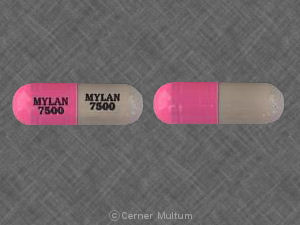 Pill MYLAN 7500 MYLAN 7500 Gray & Pink Capsule/Oblong is Cefaclor